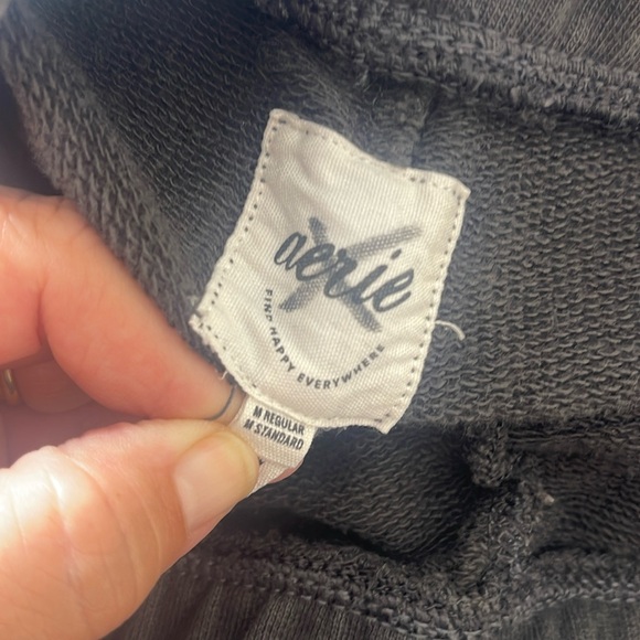 Aerie Wide Leg Fleece Skater Sweatpants Distressed Washed Black Medium - Picture 12 of 16